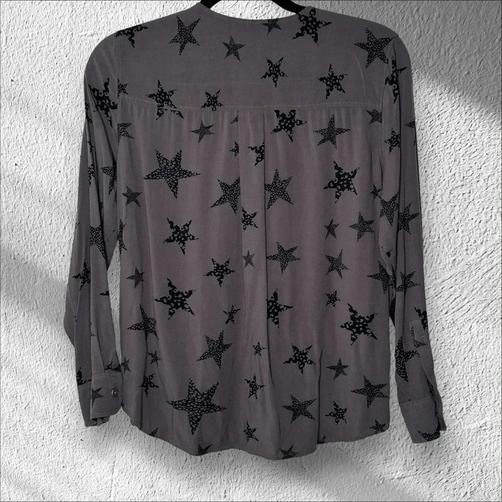 Rails Medium Hillary Charcoal Cheetah Stars Blous… - image 2